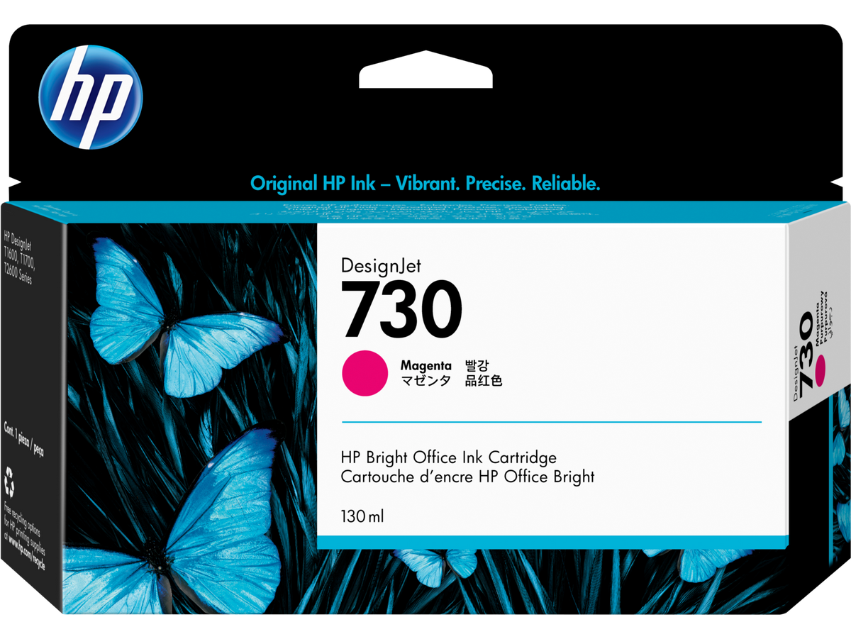 HP 730 - 130 ml - magenta - original - DesignJet - ink cartridge - for DesignJet SD Pro MFP, T1600, T1600dr, T1700, T1700dr, T2600, T2600dr
