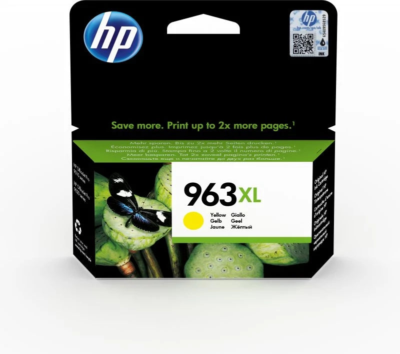 HP 963XL - 22.92 ml - High Yield - yellow - original - ink cartridge - for Officejet 9012, Officejet Pro 90XX