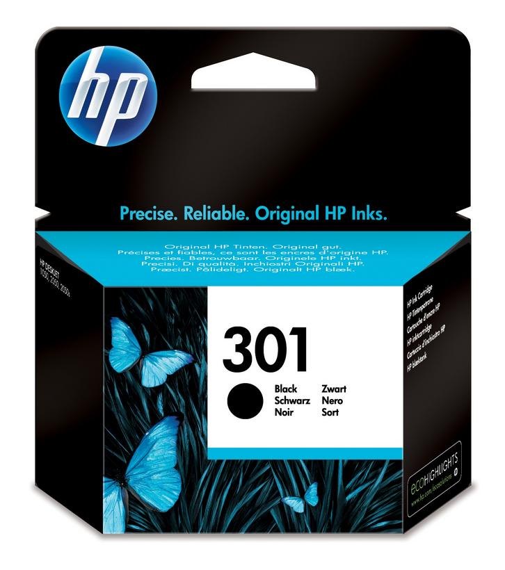 HP 301 - 3 ml - black - original - ink cartridge - for Deskjet 1050A J410, 1051A J410, 10XX, 10XX J410, 15XX, 2000, 2050 J510, 2050A J510