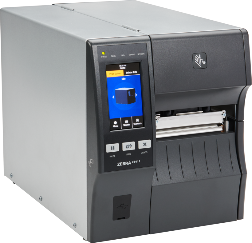 Zebra ZT400 Series ZT411 - Label Printer - Direct Thermal / Thermal Transfer - Roll (11.4 cm) - 203 dpi - Up to 356 mm/sec - USB 2.0, LAN, Serial, USB Host, Bluetooth 4.1 - Peeler