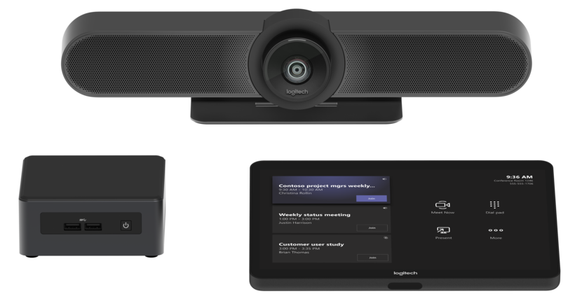 Logitech Room Solutions with Intel NUC for Microsoft Teams include everything you need to build out conference rooms with one or two displays. The 'Small' bundle comes pre-configured with a Microsoft-approved i5 11th Gen mini PC, Windows 10 IOT Enter