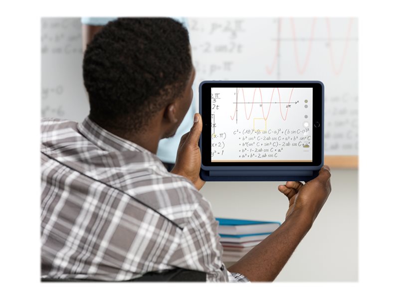 Logitech Rugged Combo 3 Touch for Education - Teclado e pasta de folio - com trackpad - Apple Smart connector - QWERTY - Pan-Nórdico - azul clássico - académico - para Apple 10.2-inch iPad (7ª geração, 8ª geração)