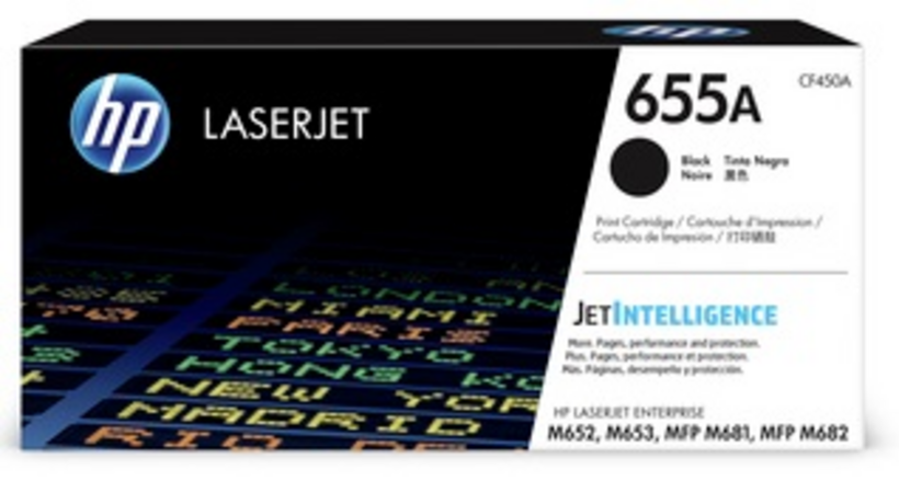 HP 655A - Black - Genuine - LaserJet - Toner Cartridge (CF450A) - for Color LaserJet Enterprise M652, M653, LaserJet Enterprise Flow MFP M681, MFP M682
