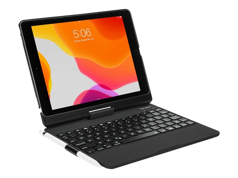 Targus VersaType - Keyboard and Folio Folder - Lighting - Wireless - Bluetooth 5.1 - QWERTY - Nordic - Black Keyboard, Black Case - B2B - For Apple 10.2-inch iPad, 10.5-inch iPad Air (3rd generation), 10.5-inch iPad Pro