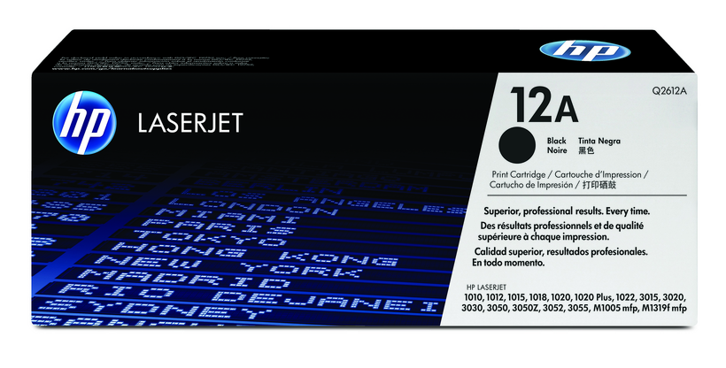 HP 12A - Negro - Genuino - LaserJet - Cartucho de tóner (Q2612A) - para LaserJet 10XX, 30XX, M1005, M1319