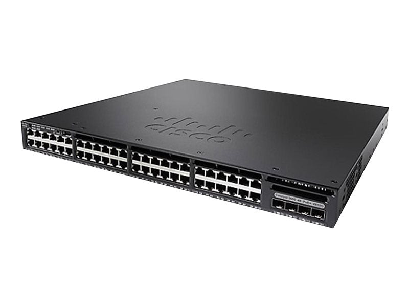 Cisco Catalyst 3650-48PD-S - Switch - L3 - Admin - 48 x 10/100/1000 (PoE+) + 2 x 10 Gigabit SFP+ - escritorio, montable en riel - PoE+ (390 W) (WS-C3650-48PD-S)