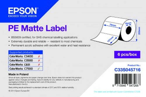 PE MATTE LABEL DIE-CUT ROLL: SUPL