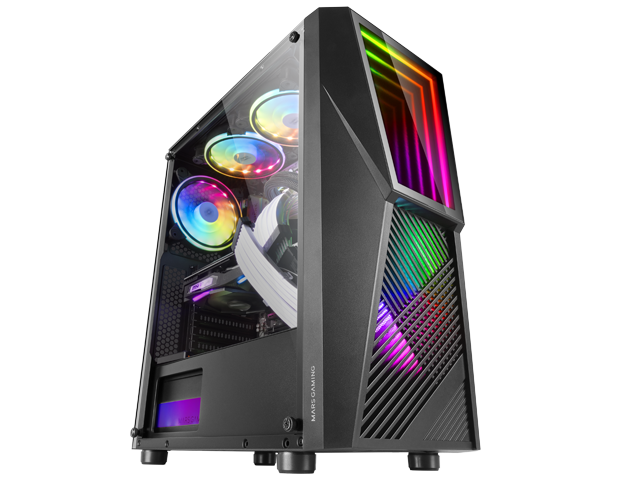 MARS GAMING MC777 ATX CASE, 2X 120MM ARGB FAN, T. GLASS, INFINITY MIRROR, BLACK (MC777)