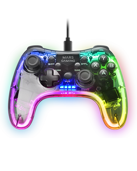 Comando MARS GAMING MGP-C GAMEPAD, NEON RGB, DUAL HAPTIC, SWITCH, PC, MAC, PS3, ANDROID, RP PI (MGPC)