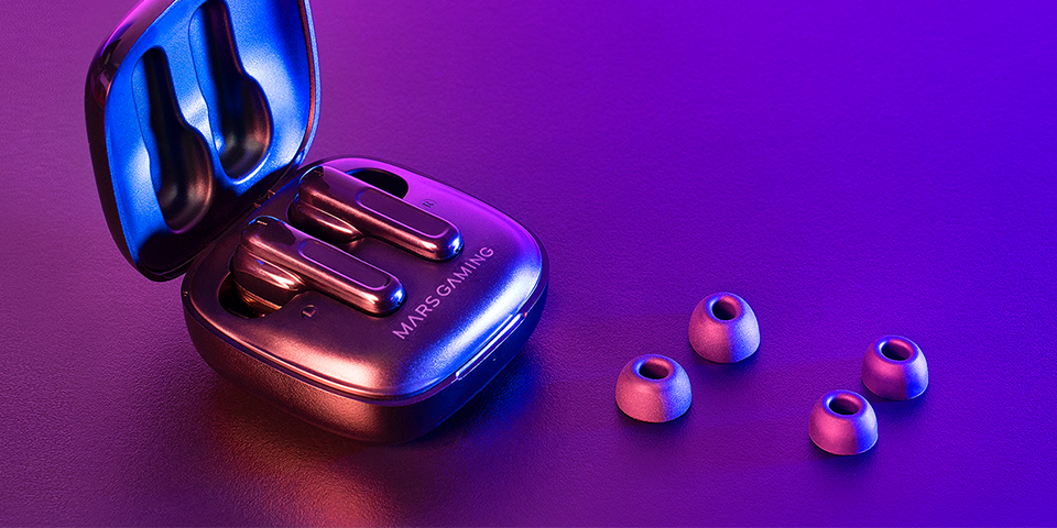 Auriculares MARS GAMING MIHB TRUE WIRELESS EARPHONES, DUAL DRIVER, BT 5.1, LOW LATENCY, BLACK (MHIB)