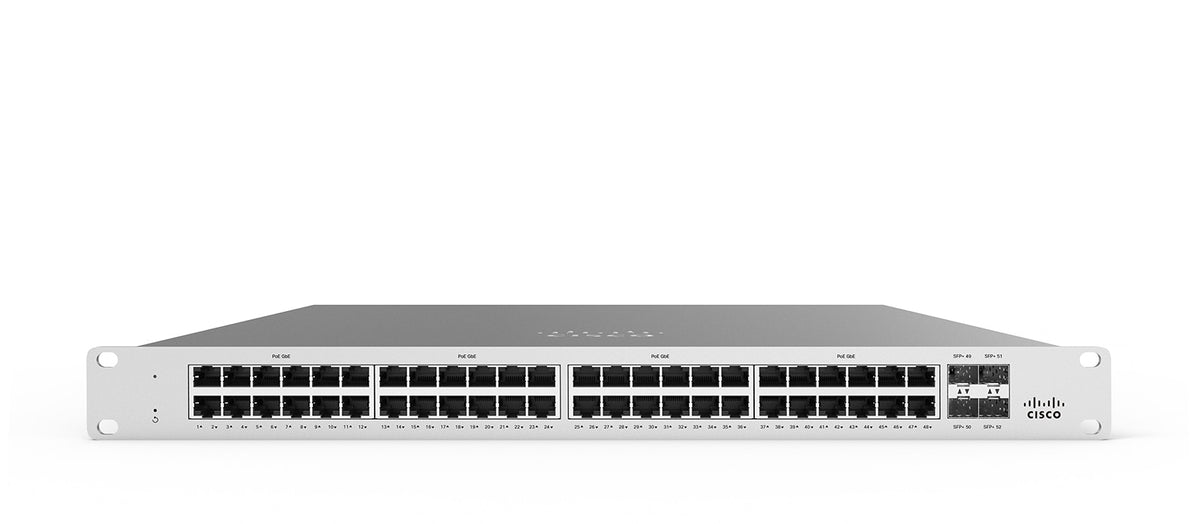 Cisco Meraki Cloud Managed MS350-48LP - Interruptor - L3 - Administrado - 48 x 10/100/1000 (PoE+) + 4 x 10 Gigabit SFP+ (uplink) - desktop, montável em trilho - PoE+ (370 W) (MS350-48LP-HW?NON_EDI)