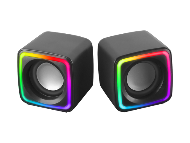 MARSGAMING MSCUBE PREMIUM CUBE SPEAKERS, 8W DSP, ARGB FLOW, USB POWER, BLACK (MSCUBE)