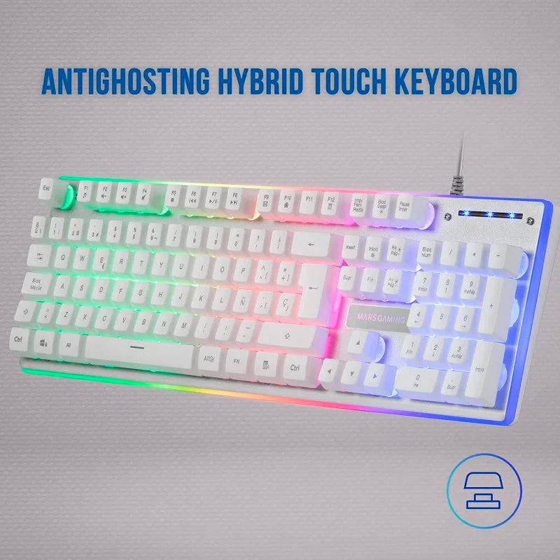 MARS GAMING MK220 TECLADO BLANCO FRGB H-MECH, ALUMINIO, EDGE LIGHT, PORTUGUÉS (MK220WPT)