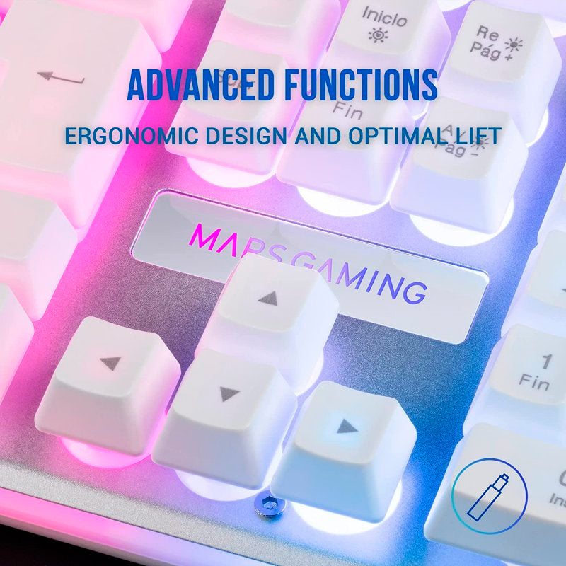 MARS GAMING MK220 TECLADO BLANCO FRGB H-MECH, ALUMINIO, EDGE LIGHT, PORTUGUÉS (MK220WPT)