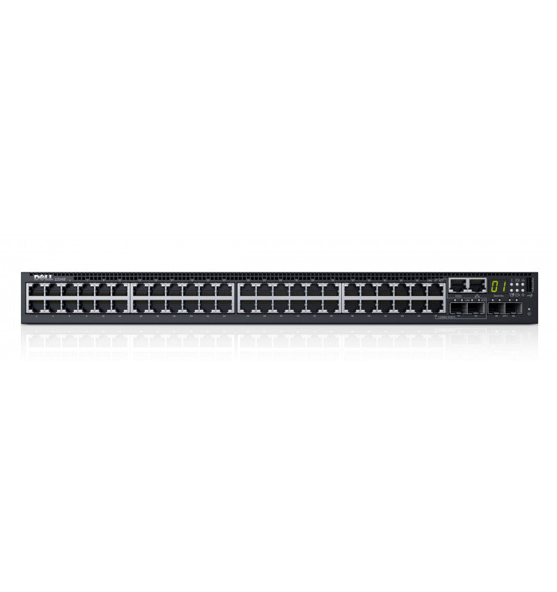 Dell Networking S3148 - Switch - L3 - Managed - 48 x 10/100/1000 + 2 x 10 Gigabit SFP+ + 2 x Gigabit SFP combo - front to back airflow - rail mountable - Dell Smart Value