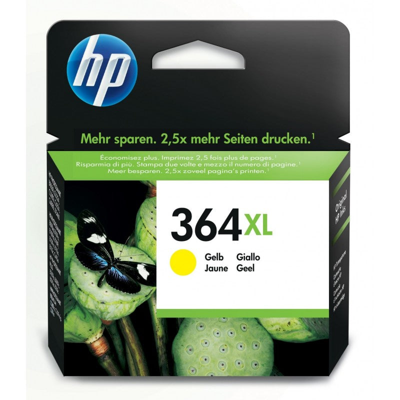 HP 364XL - 6 ml - High Yield - yellow - original - ink cartridge - for Deskjet 35XX, Photosmart 55XX, 55XX B111, 65XX, 65XX B211, 7510 C311, B110, Wireless B110