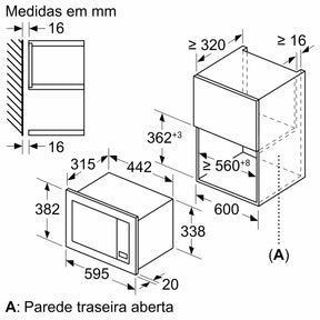 Bosch BEL623MS3 20 L 800 W Built-in Stainless Steel Microwave with Grill – Series 2 