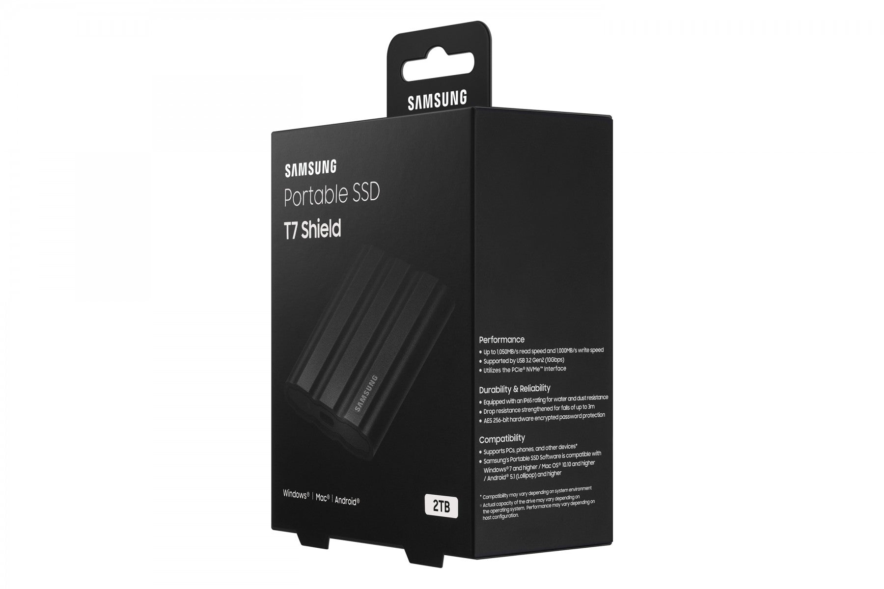 Disco Rígido Samsung T7 Shield SSD Externo 2TB USB-C Preto