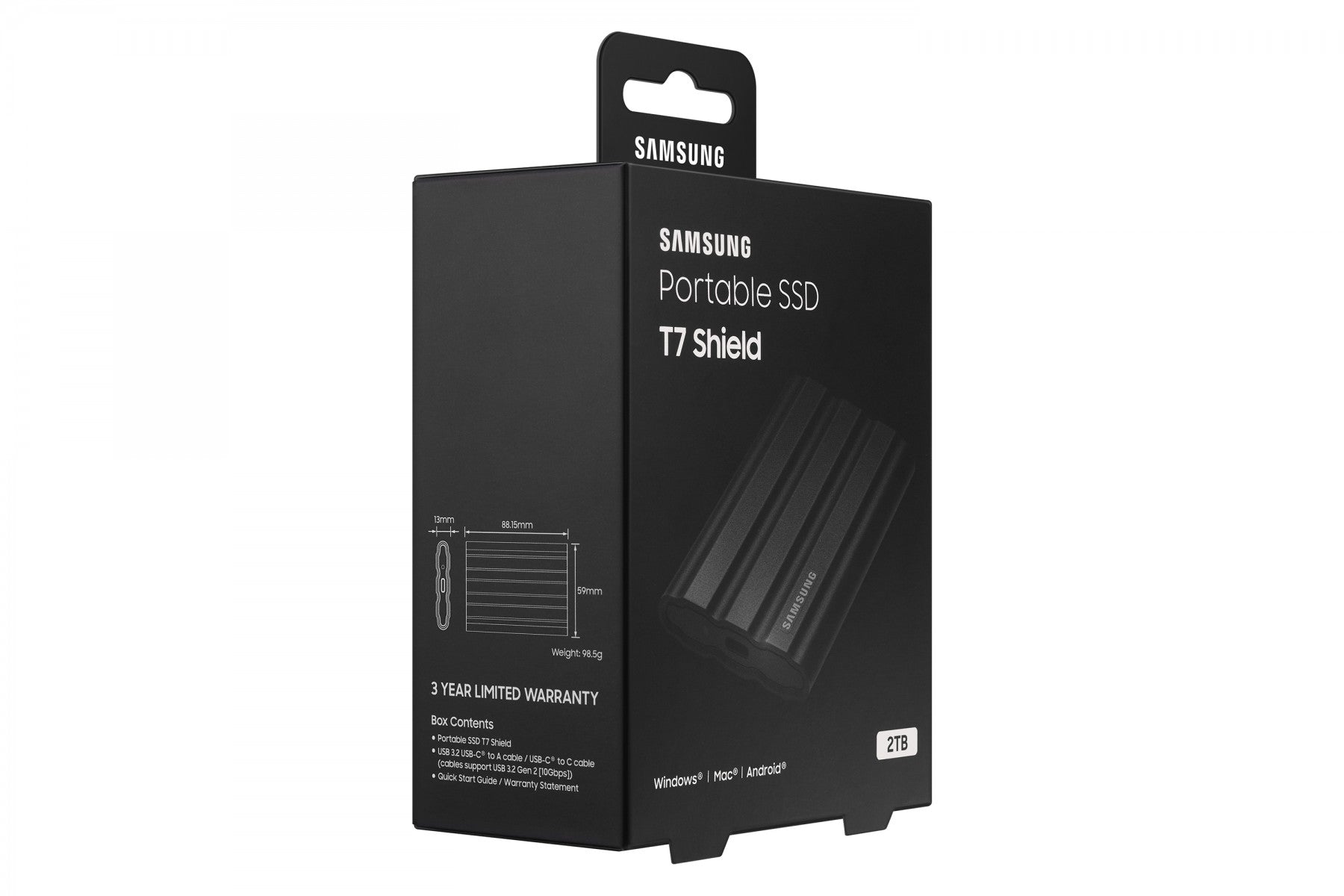 Disco Rígido Samsung T7 Shield SSD Externo 2TB USB-C Preto
