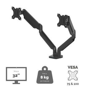 Fellowes Platinum Series Dual Monitor Arm - Kit de montagem - braço ajustável - para 2 monitores - alumínio - preto - tamanho de tela: até 27'' - montável na secretária