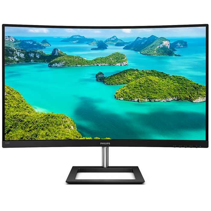 Monitor curvo Philips 328E1CA de 32" 4K UHD, VA, WLED, 3840 x 2160, 1070 millones de colores, 250 cd/m², 4 ms, 60 Hz, altavoces integrados, HDMI, DisplayPort, negro texturizado