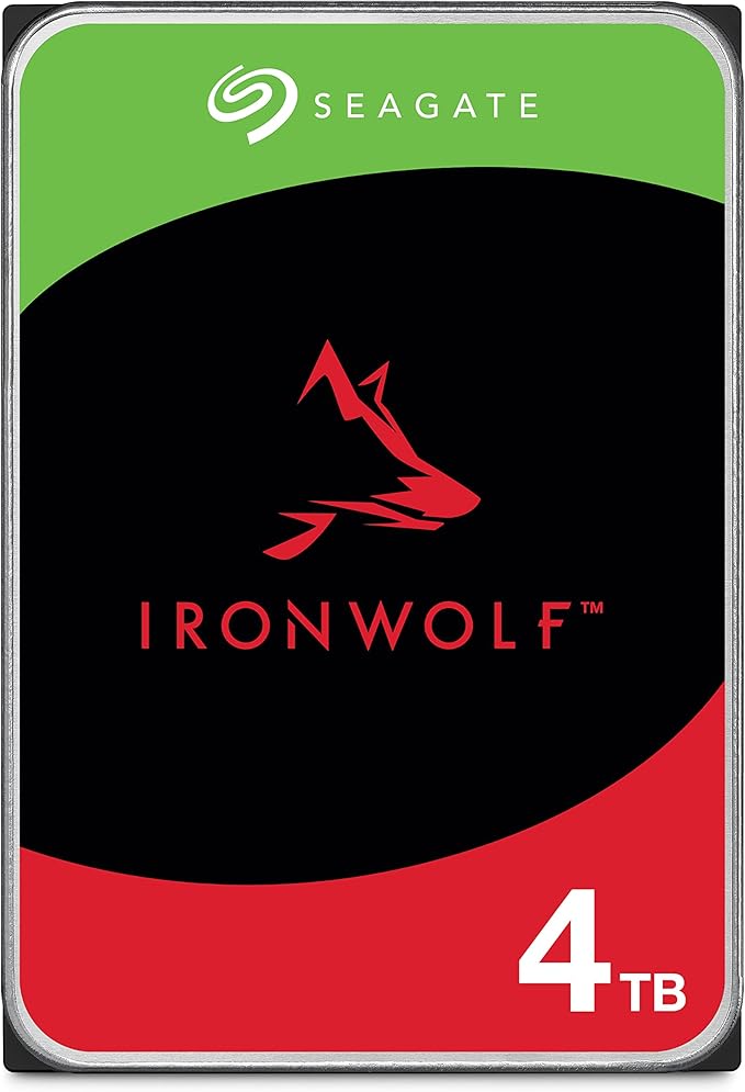 Disco duro interno Seagate IronWolf de 4 TB, NAS HDD, CMR, 3,5 pulgadas, SATA 6 GB/s, 256 MB de caché para almacenamiento conectado en red (RAID), paquete de fácil apertura, Rescue Services 
