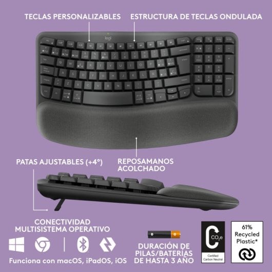 Logitech Wave Keys and Lift Combo Graphite CH Wireless Keyboard and Mouse Set
