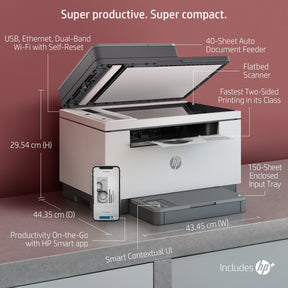 HP LaserJet MFP M234sdwe - Impresora multifunción - B/N - láser - Legal (216 x 356 mm) (original) - Legal (soportes) - hasta 29 ppm (copia) - hasta 29 ppm (impresión) - 150 hojas - USB 2.0, LAN, Wi-Fi (n), Bluetooth