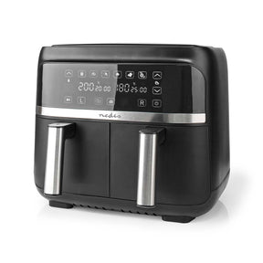 NEDIS HOT AIR FRYER 2X3.8 L TIMER: 60 MIN DIGITAL BLACK