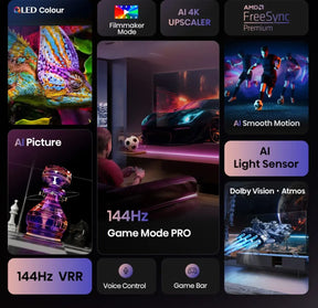 Hisense 43E7Q PRO, 43" 4K UHD Hi-QLED Smart TV with 144 Hz and Dolby Vision Atmos
