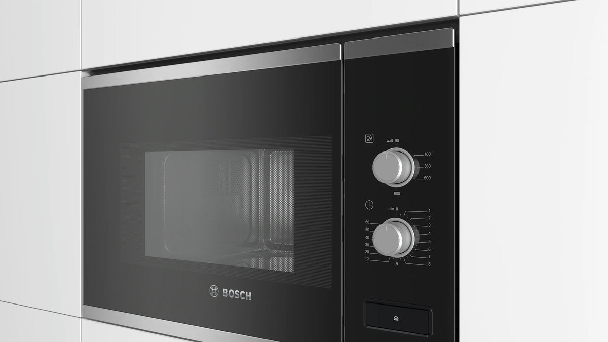 Horno microondas empotrable Bosch BFL520MS0 de 20 L y 800 W - Acero inoxidable - Serie 4 