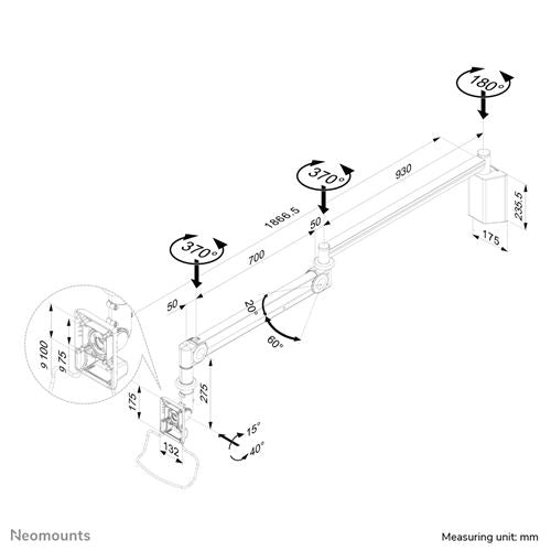 FPMA-HAW100HC Soporte de pared médico Neomounts