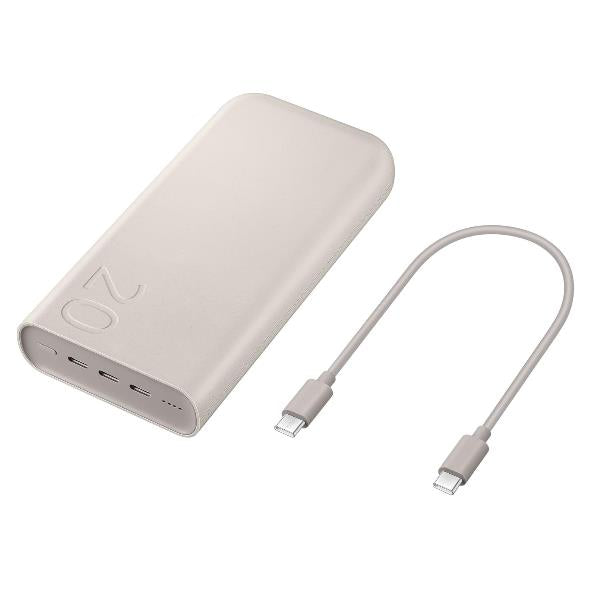 Samsung 20,000 mAh 45 W Super Fast Charging 2.0 Power Bank, 3x USB-C, Beige
