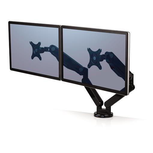 Fellowes Platinum Series Dual Monitor Arm - Mounting Kit - adjustable arm - for 2 monitors - aluminum - black - screen size: up to 27'' - desktop mountable