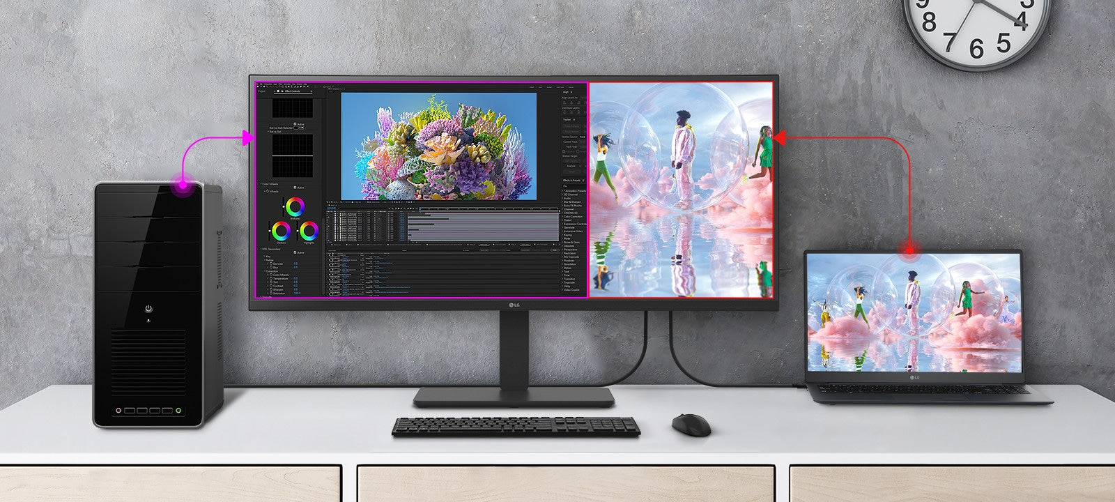LG 34BA75QE-B - 34" Curved UltraWide IPS WQHD Monitor, USB-C 90 W, RJ45 and KVM