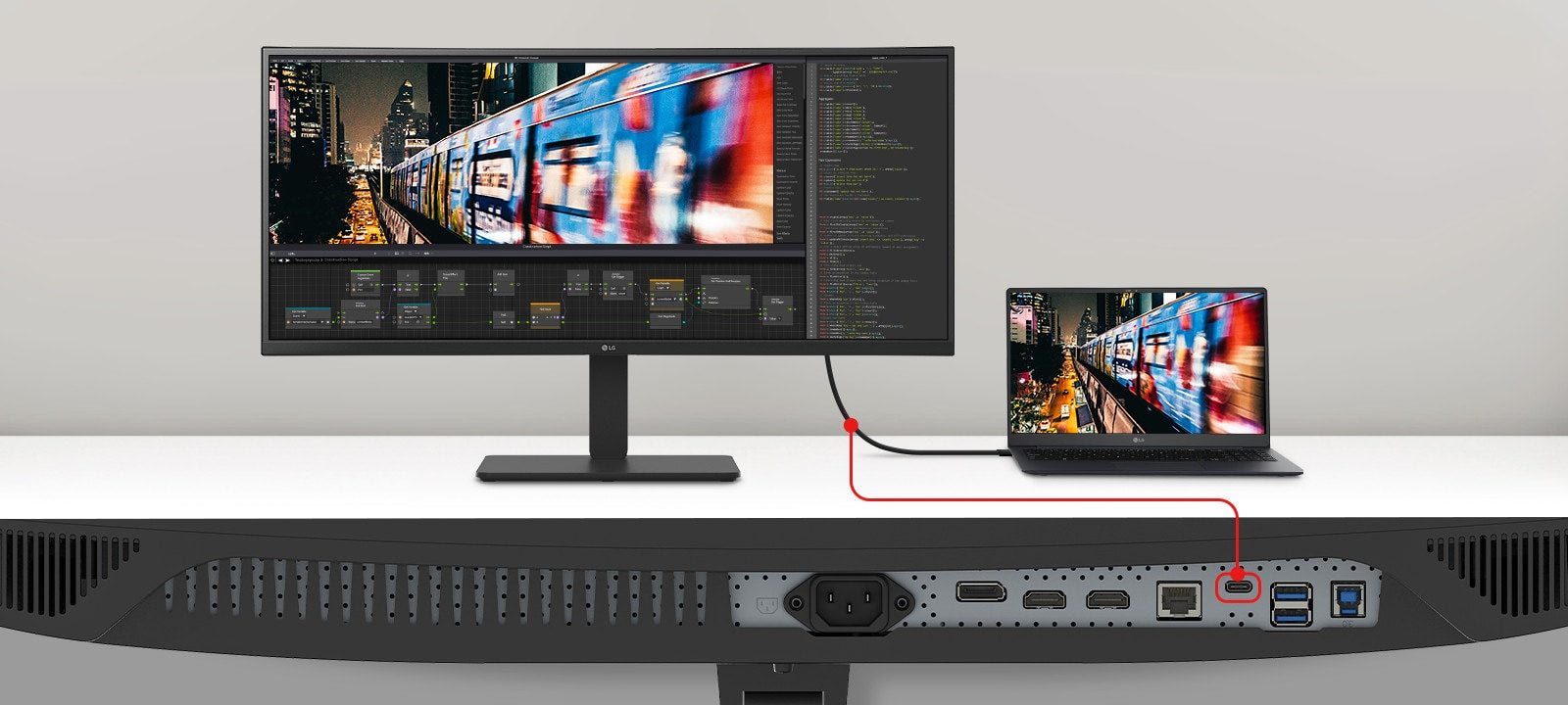 LG 34BA75QE-B - 34" Curved UltraWide IPS WQHD Monitor, USB-C 90 W, RJ45 and KVM