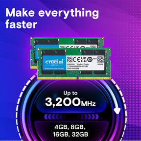 Crucial – 8GB DDR4-3200 SO-DIMM (260-pin) – PC4-25600 – CL22 – 1.2V – Non-ECC – Unbuffered