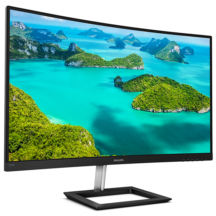 Monitor curvo Philips 328E1CA de 32" 4K UHD, VA, WLED, 3840 x 2160, 1070 millones de colores, 250 cd/m², 4 ms, 60 Hz, altavoces integrados, HDMI, DisplayPort, negro texturizado