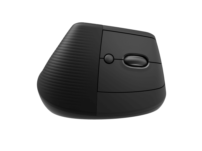 Logitech Lift Vertical Ergonomic Mouse - Rato vertical - ergonómico - óptico - 6 botões - sem fios - Bluetooth, 2.4 GHz - recetor USB Logitech Logi Bolt - grafite