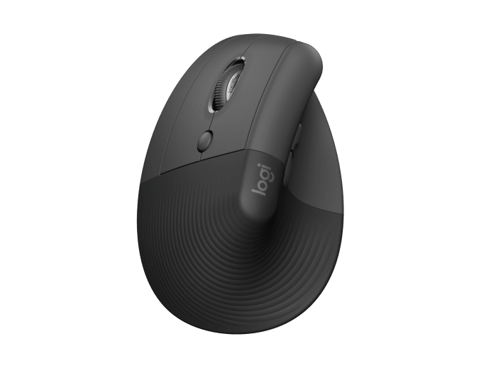 Logitech Lift Vertical Ergonomic Mouse - Ratón vertical - ergonómico - para zurdos - óptico - 6 botones - inalámbrico - Bluetooth, 2,4 GHz - receptor USB Logitech Logi Bolt - grafito