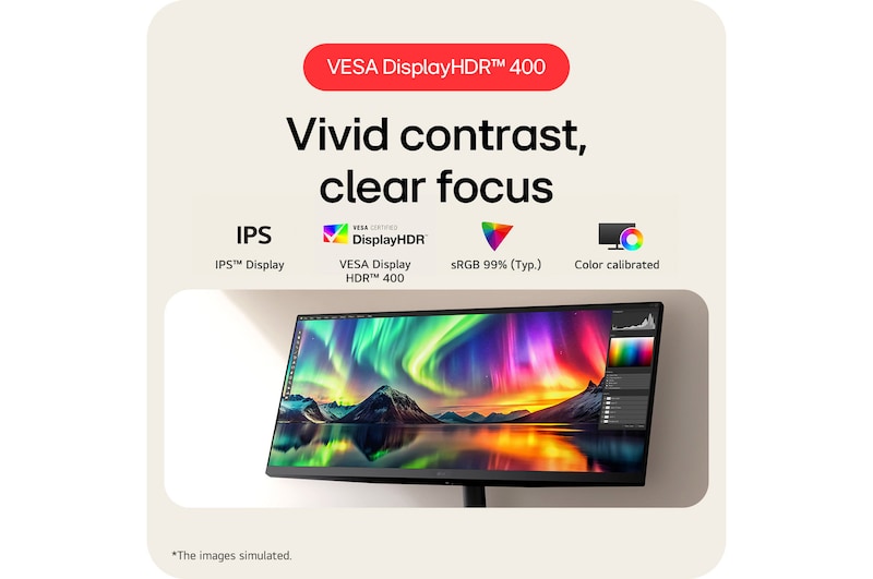 LG 34U511A-B - Monitor UltraWide IPS WFHD de 34", 100 Hz, VESA DisplayHDR 400