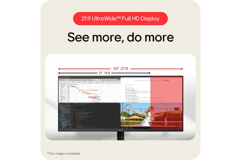 LG 34U511A-B - Monitor UltraWide IPS WFHD de 34", 100 Hz, VESA DisplayHDR 400