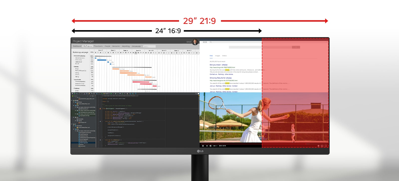 LG 29U511A-B - 29" UltraWide IPS WFHD Monitor, 100 Hz, HDR10