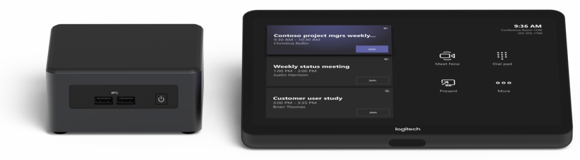 Logitech Room Solutions with Intel NUC for Microsoft Teams include everything you need to build out conference rooms with one or two displays. The 'Base' bundle comes pre-configured with a Microsoft-approved i5 11th Gen mini PC, Windows 10 IOT Enterp