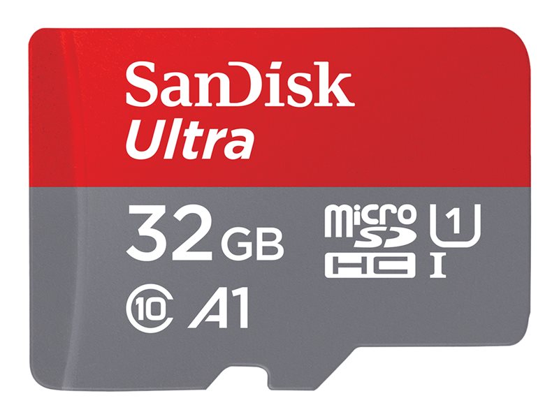 SanDisk Ultra - Flash Memory Card (Included microSDHC to SD Adapter) - 32 GB - A1 / UHS-I U1 / Class10 - microSDHC UHS-I (SDSQUA4-032G-GN6IA)