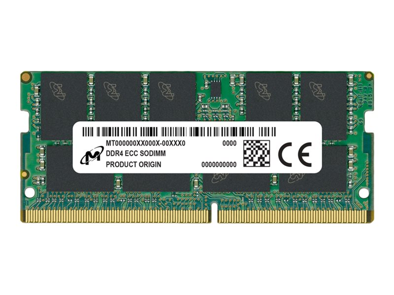 Micron - DDR4 - module - 32 GB - 260-pin SO DIMM - 3200 MHz / PC4-25600 - CL22 - 1.2 V - unbuffered - ECC (MTA18ASF4G72HZ-3G2B2R)