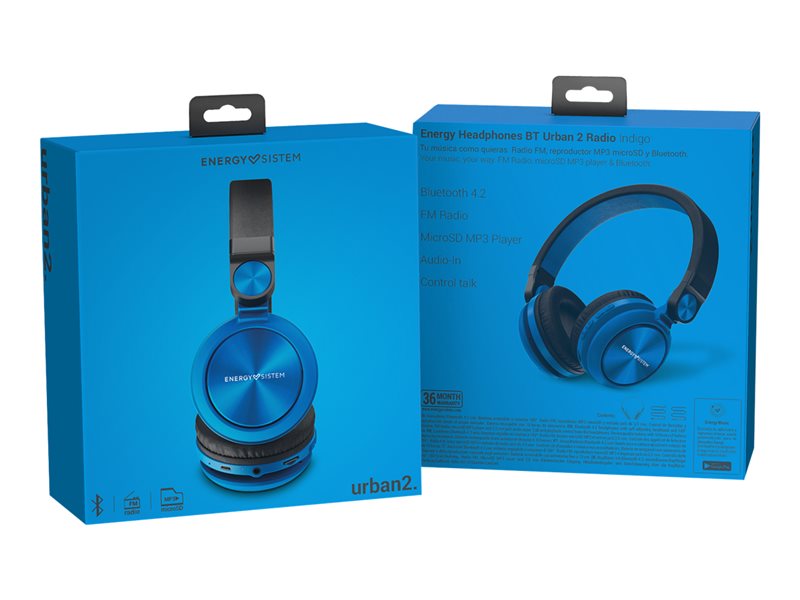 Energy BT Urban 2 Radio - Over-ear headphones with microphone - full size - bluetooth - wireless - indigo