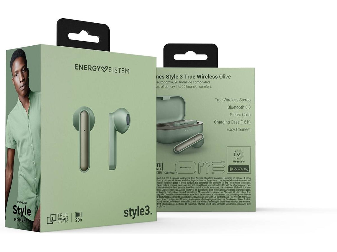 Energy Style 3 - Wireless headphones with microphone - in-ear - bluetooth - olive