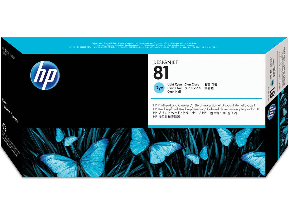 HP 81 - 13 ml - azul cian claro - cabezal de impresora con limpiaparabrisas - para DesignJet 5000, 5000ps, 5000ps uv, 5000uv, 5500, 5500 uv, 5500mfp, 5500ps, 5500ps uv