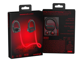 Energy Earphones BT Running 2 - In-Ear Headphones with Microphone - In-Ear - Over-Ear Mount - Bluetooth - Wireless - Red Neon